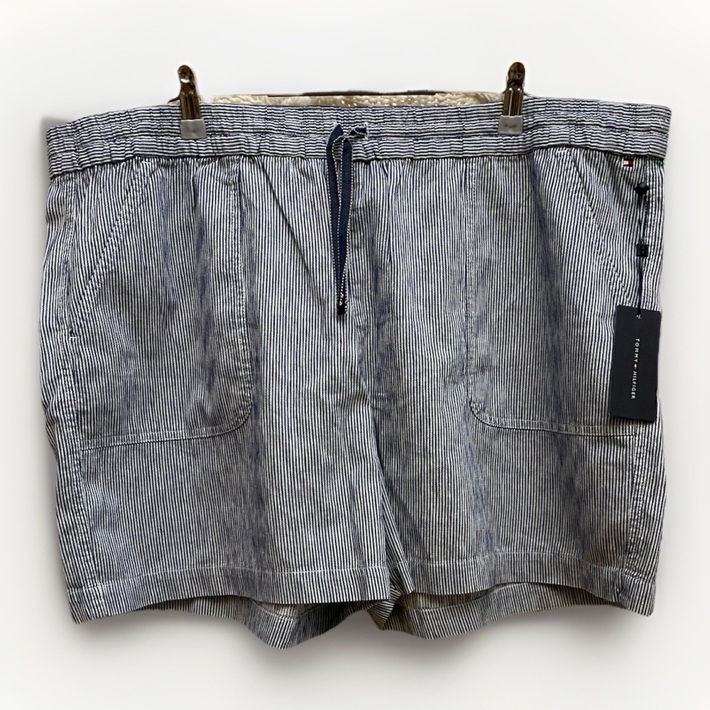 NWT Tommy Hilfiger Sneaker Shorts Men's Blue White Stripe Drawstring‎ XXL Preppy